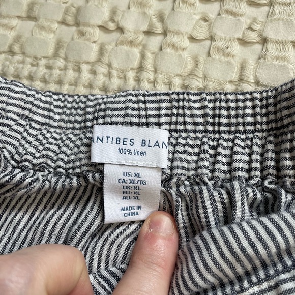 100% Linen Antibes Blanc Lagenlook Striped Button Up Maxi Skirt XL - Picture 2 of 6